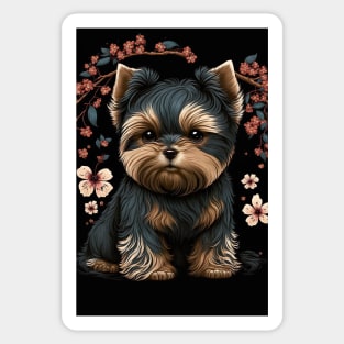 Super Cute Yorkshire Terrier Puppy Portrait - Japanese style Sticker